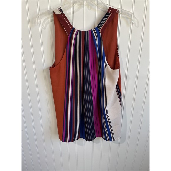 Everly Womens Small Colorblock Striped Sleeveless Blouse Lined Pullover - Picture 2 of 9